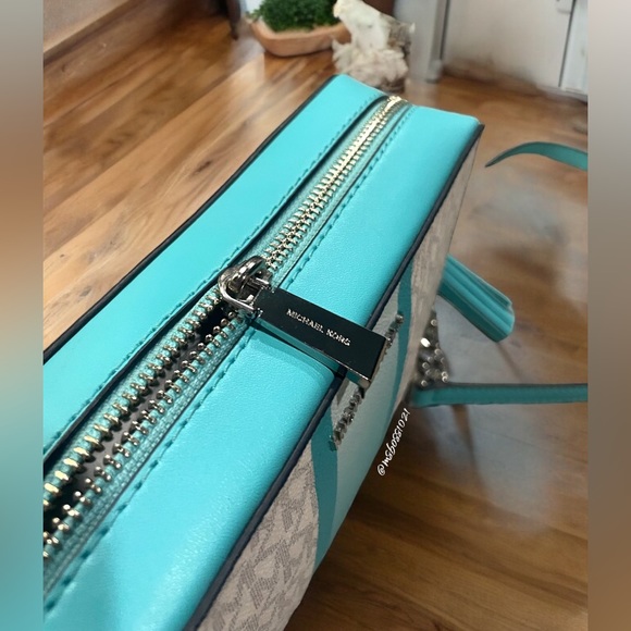 Michael Kors Ombré Center Stripe Crossbody + Passport Wallet in Ocean Blue Multi - Picture 12 of 15